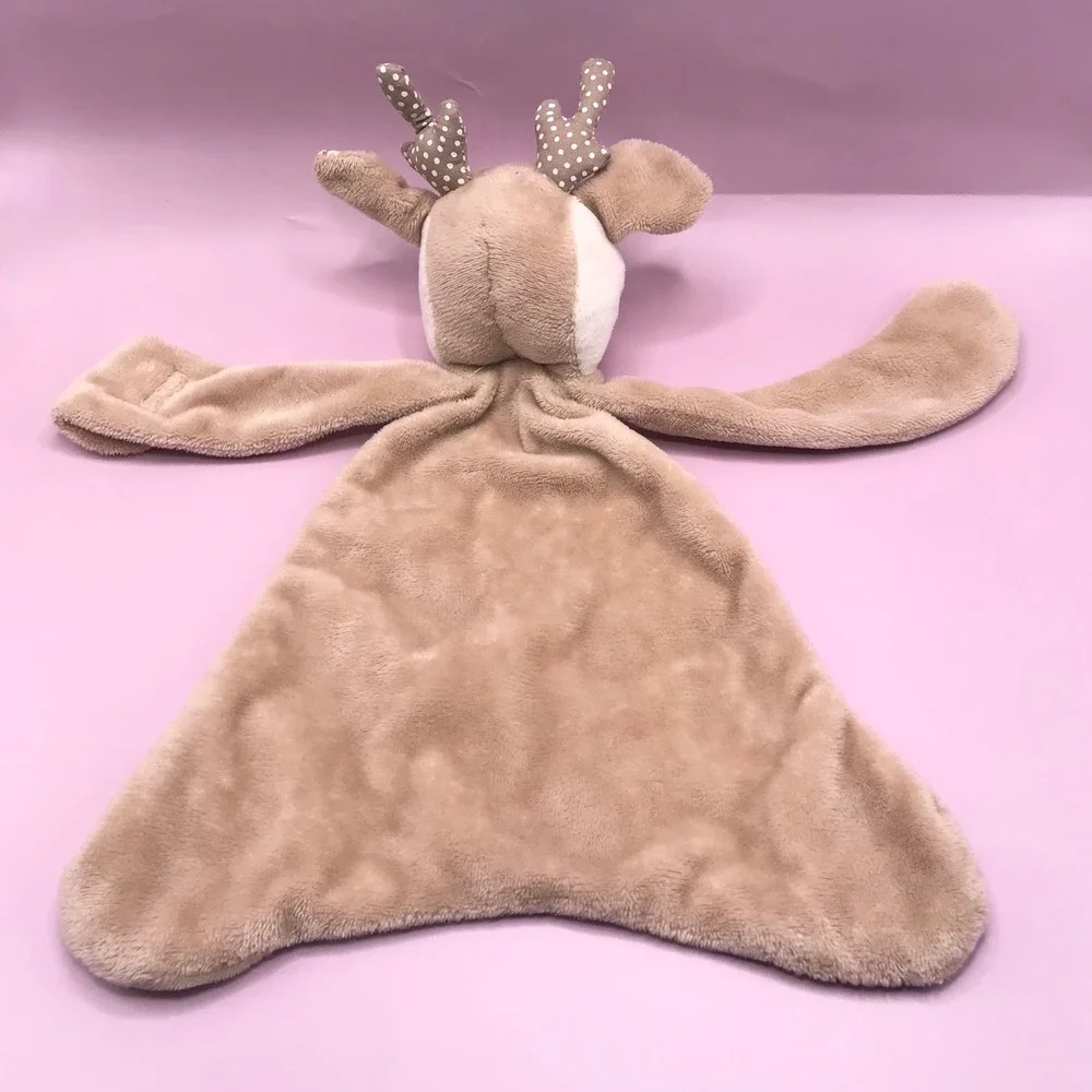 Maison Chic Deer Lovie Security Blanket Floral Fawn Plush Snuggler Tan
